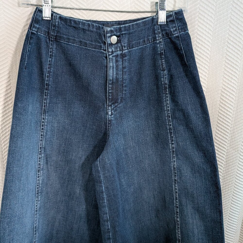 Anthropologie Maeve High Rise Palazzo Jeans Wide Leg Crop Denim Size 25 Culottes - Picture 6 of 13